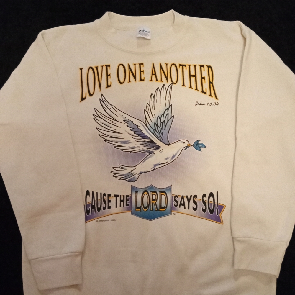 Vintage 80s/90s Christian Dove Love One Another Shirt Size Large Crew Neck 
